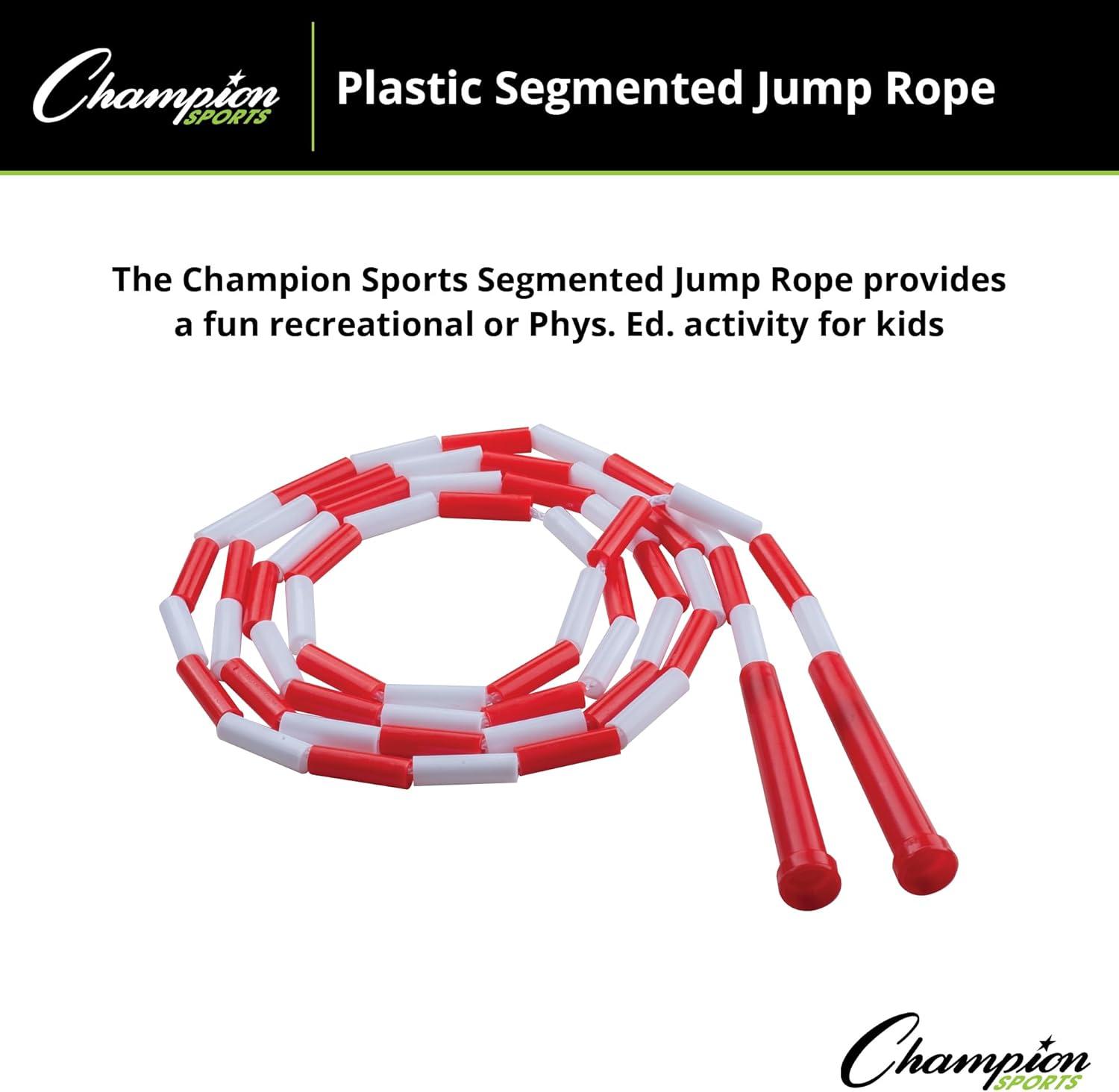 image:imageChampion Sports Plastic Segmented Jump Ropes 7 to 16 ft Lengths Fun Durable Ropes for All Ages Available in Multiple Color Options Great for Cardiovascular Fitness amp RhythmRedWhite 7 Feet