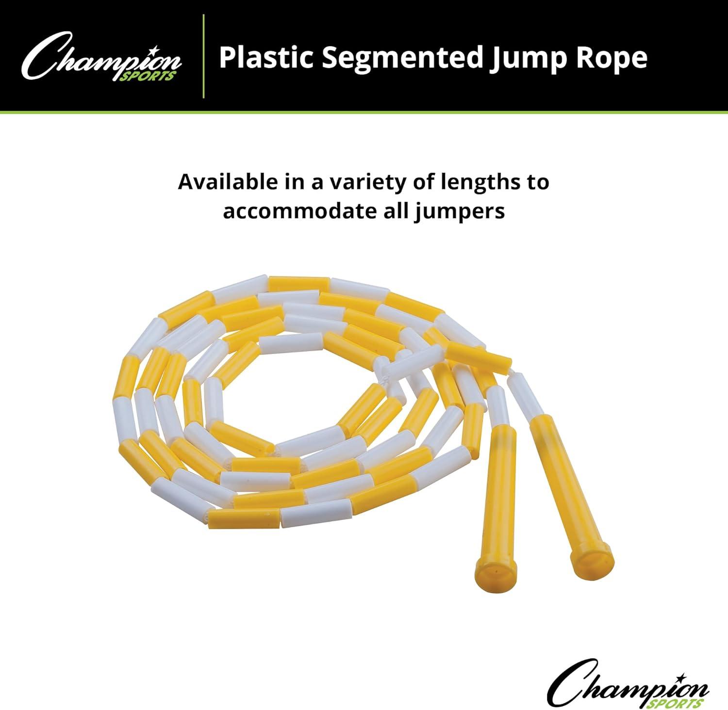 image:imageChampion Sports Plastic Segmented Jump Ropes 7 to 16 ft Lengths Fun Durable Ropes for All Ages Available in Multiple Color Options Great for Cardiovascular Fitness amp RhythmWhiteYellow 8 Feet