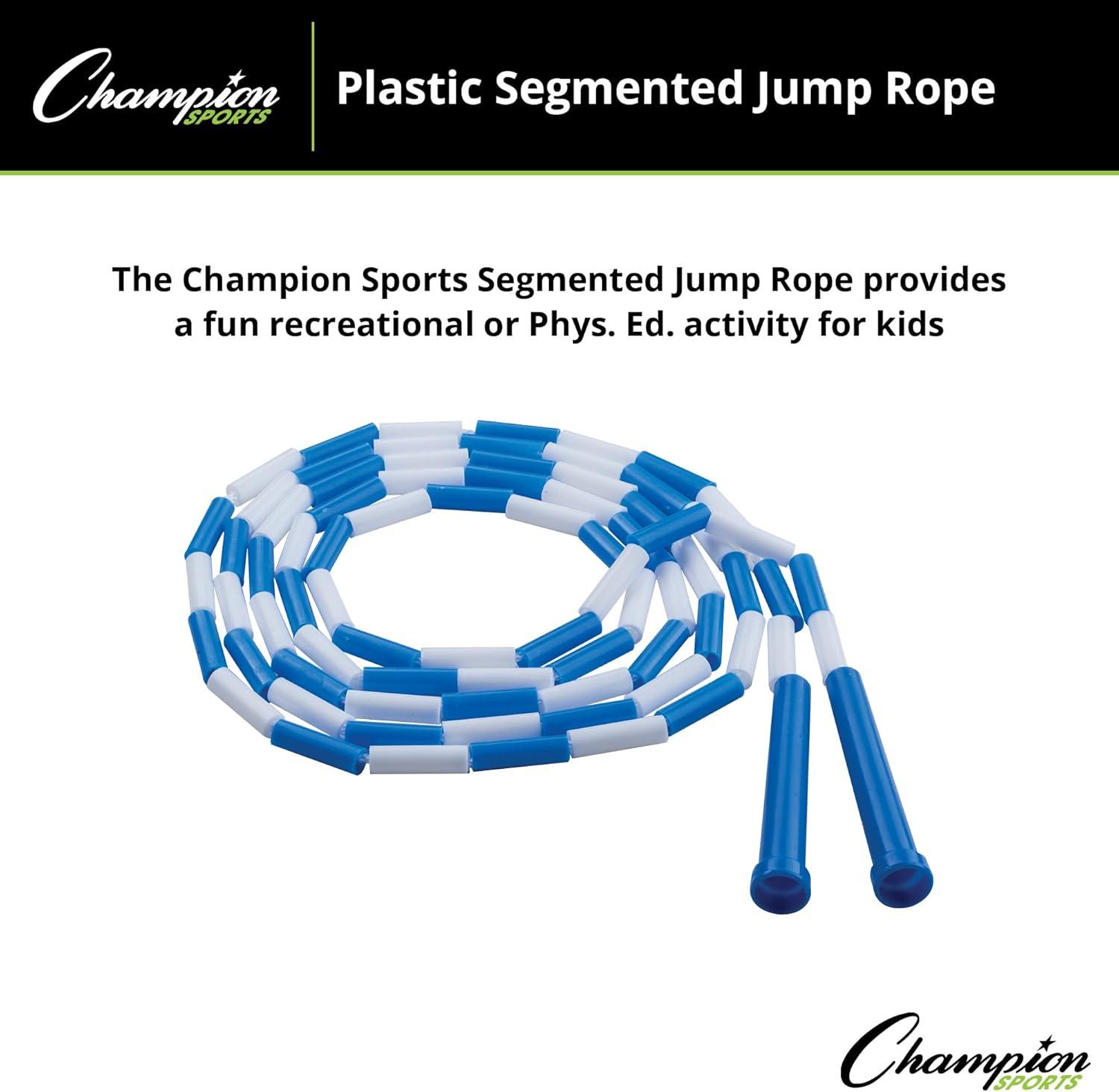 image:imageChampion Sports Plastic Segmented Jump Ropes 7 to 16 ft Lengths Fun Durable Ropes for All Ages Available in Multiple Color Options Great for Cardiovascular Fitness amp RhythmBlueWhite 9 Feet
