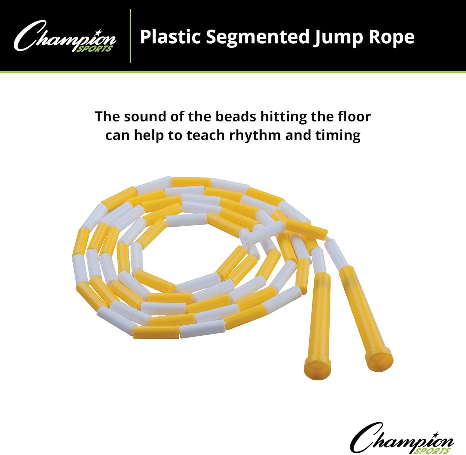 image:imageChampion Sports Plastic Segmented Jump Ropes 7 to 16 ft Lengths Fun Durable Ropes for All Ages Available in Multiple Color Options Great for Cardiovascular Fitness amp RhythmWhiteYellow 8 Feet