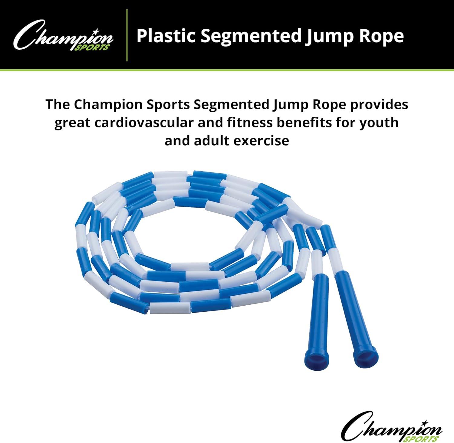 image:imageChampion Sports Plastic Segmented Jump Ropes 7 to 16 ft Lengths Fun Durable Ropes for All Ages Available in Multiple Color Options Great for Cardiovascular Fitness amp RhythmBlueWhite 9 Feet