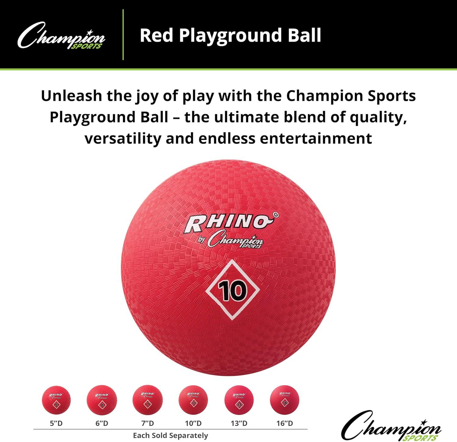 image:imageChampion Sports Playground Ball HighBounce 2Ply Construction Durable Red Ball for Throwing Catching amp Kicking Multiple Sizes 5 6 7 10 13 1610 Inch