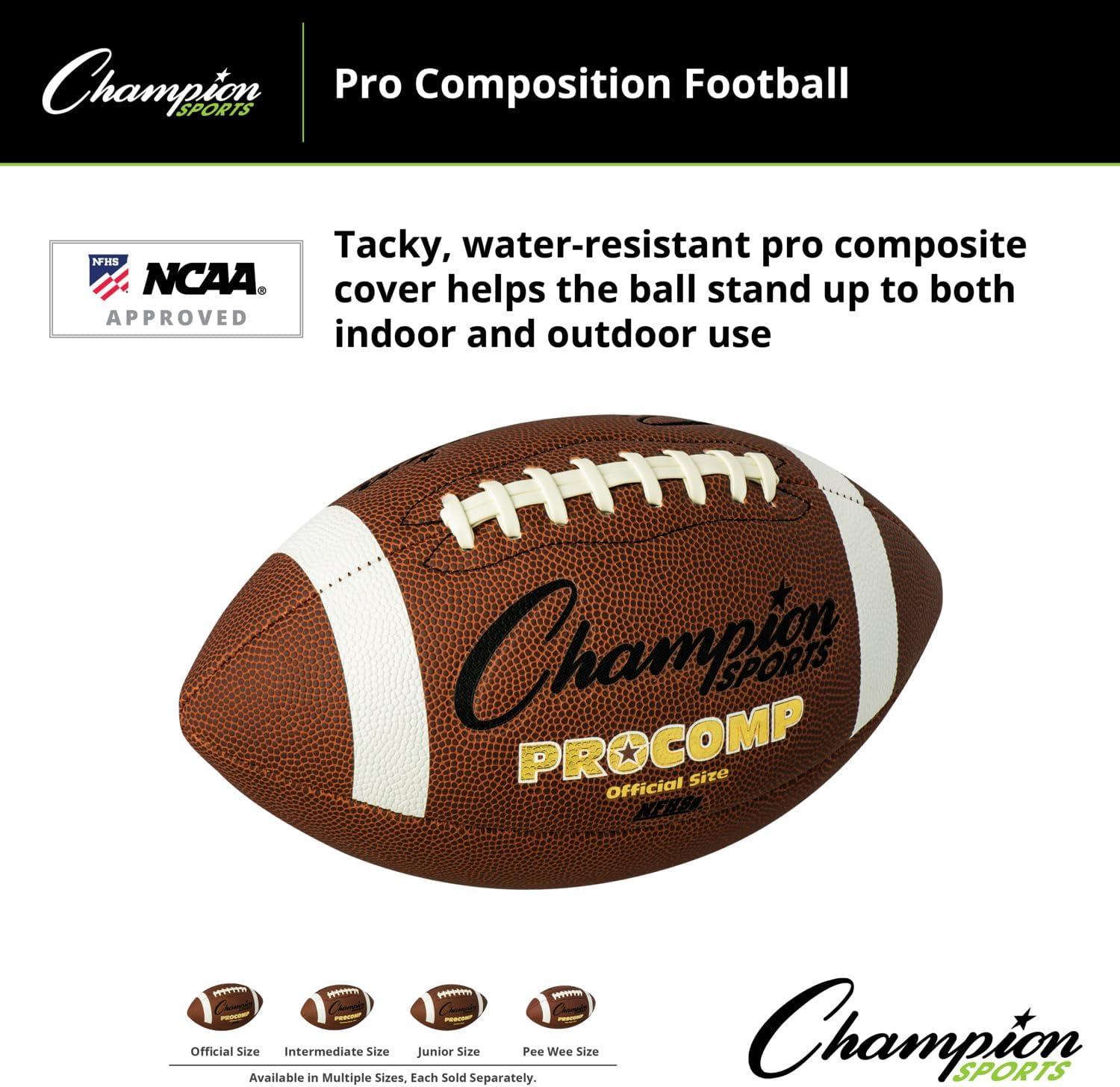 image:imageChampion Sports Pro amp Composite Series Footballs WaterResistant Composite IndoorOutdoor OfficialPee Wee SizesOfficial Size