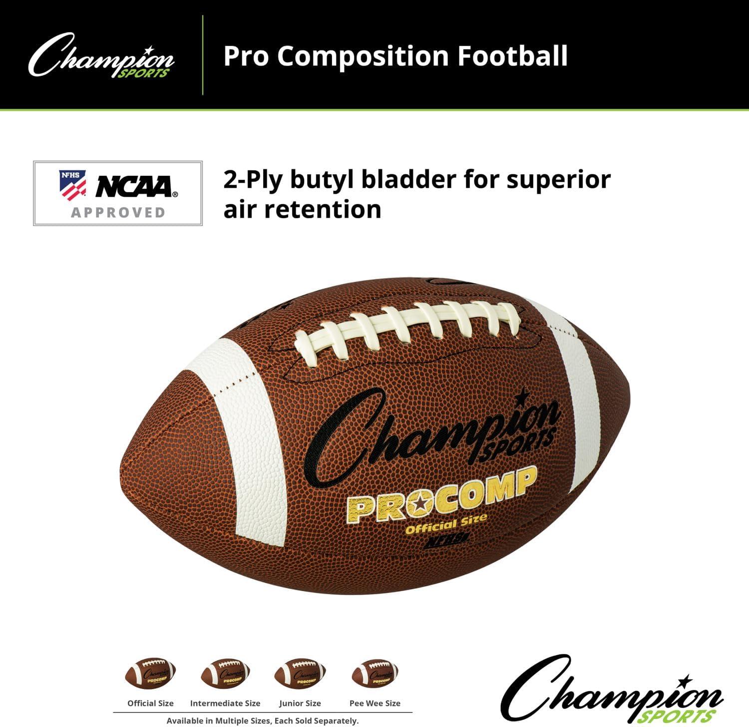 image:imageChampion Sports Pro amp Composite Series Footballs WaterResistant Composite IndoorOutdoor OfficialPee Wee SizesOfficial Size