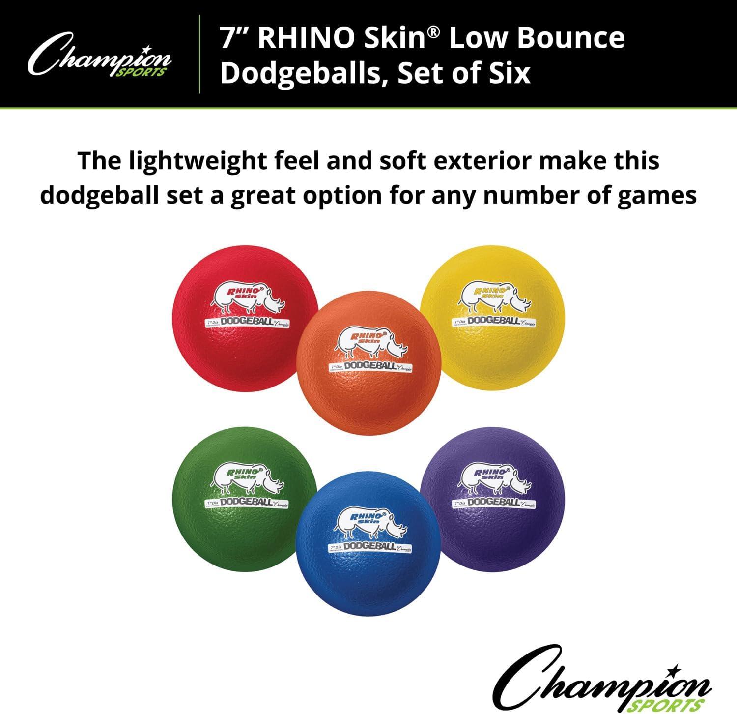 image:imageChampion Sports Rhino Skin Low Bounce Dodgeball Sets amp Singles for Playground PE Backyard amp League Games Team Sports Equipment for Youth amp AdultsAssorted