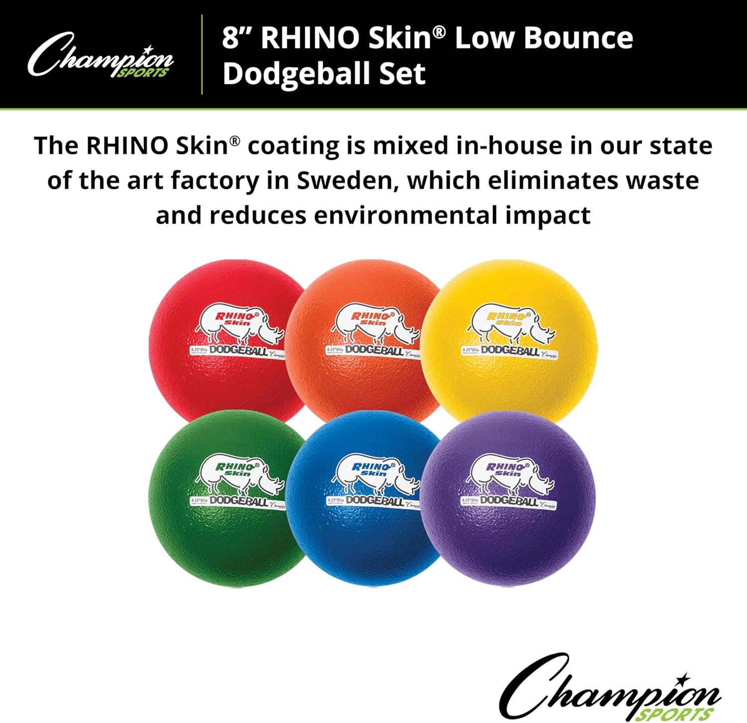 image:imageChampion Sports Rhino Skin Low Bounce Dodgeball Sets amp Singles for Playground PE Backyard amp League Games Team Sports Equipment for Youth amp AdultsAssorted
