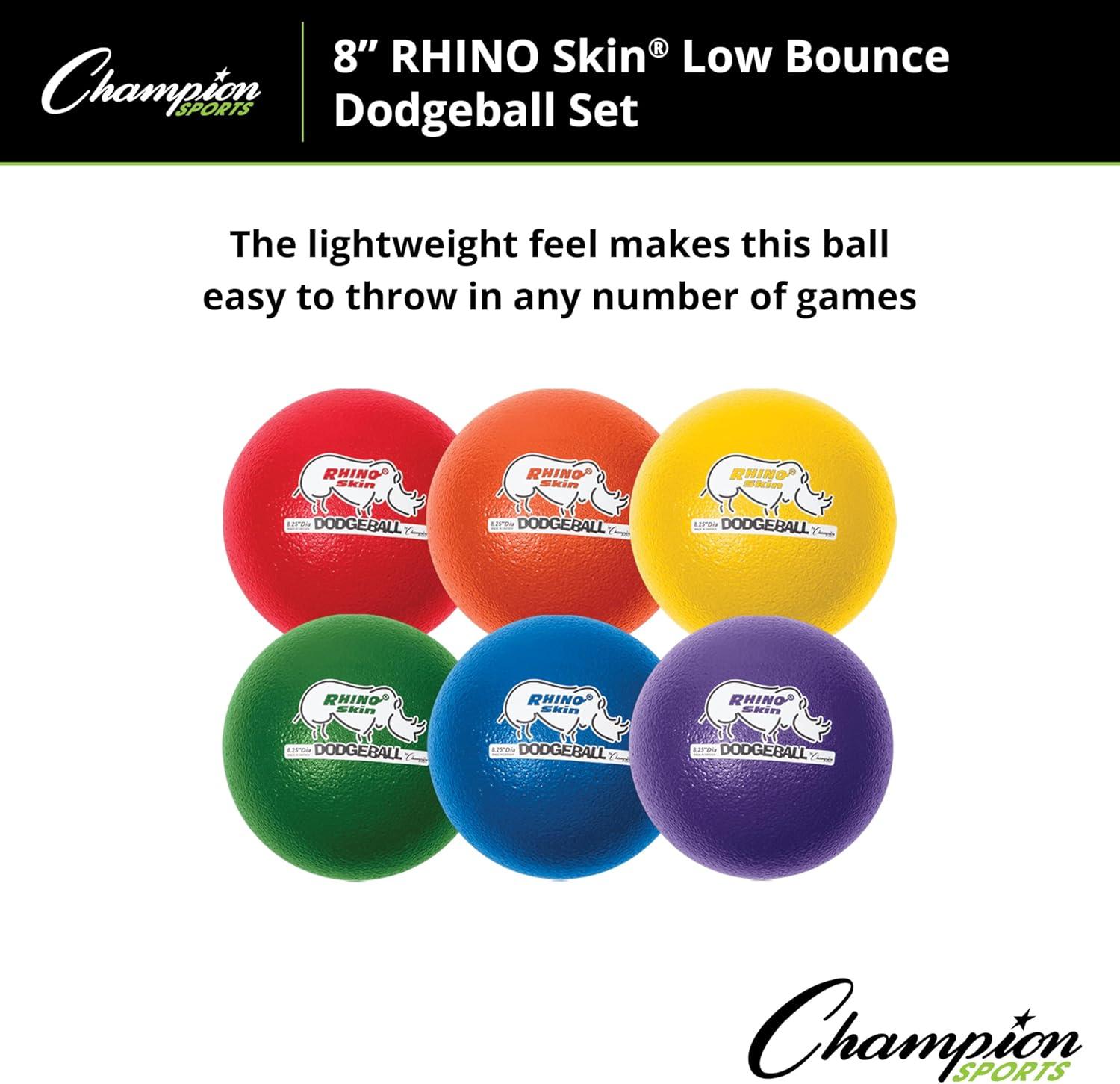 image:imageChampion Sports Rhino Skin Low Bounce Dodgeball Sets amp Singles for Playground PE Backyard amp League Games Team Sports Equipment for Youth amp AdultsAssorted