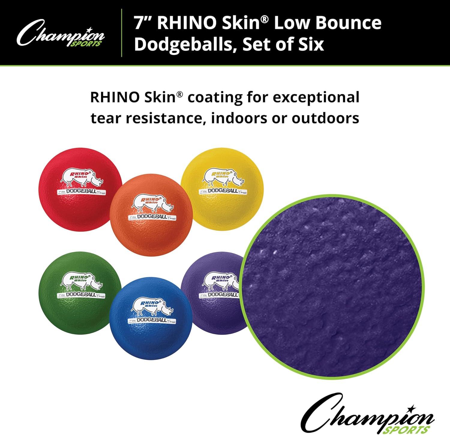 image:imageChampion Sports Rhino Skin Low Bounce Dodgeball Sets amp Singles for Playground PE Backyard amp League Games Team Sports Equipment for Youth amp AdultsAssorted