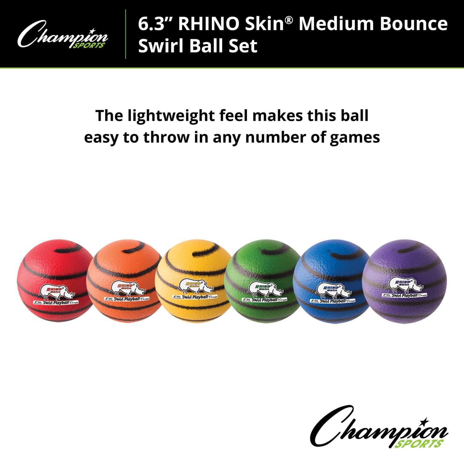 image:imageChampion Sports Rhino Skin Medium Bounce Dodgeballs63 Set of 6 Swirl
