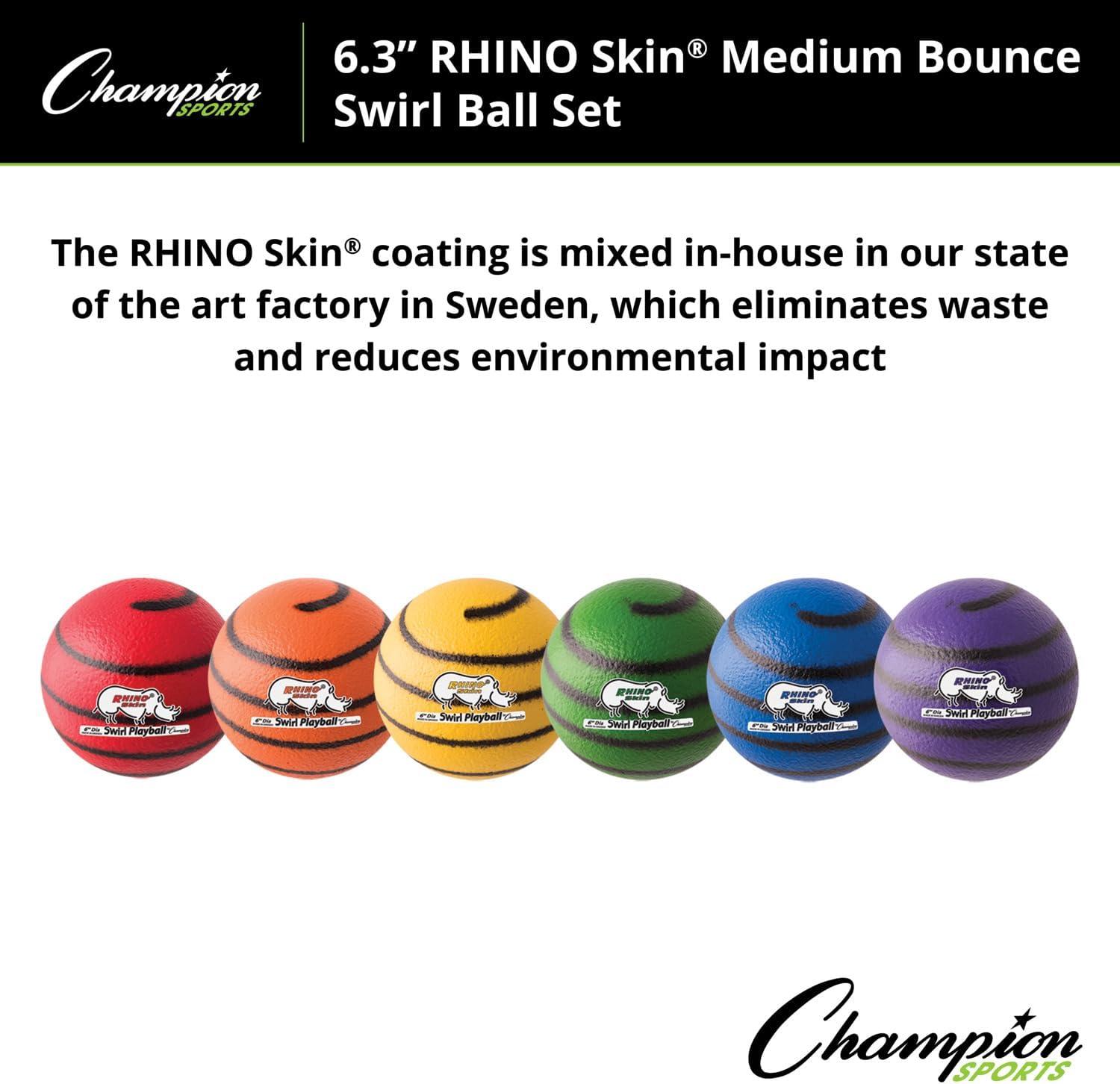 image:imageChampion Sports Rhino Skin Medium Bounce Dodgeballs63 Set of 6 Swirl