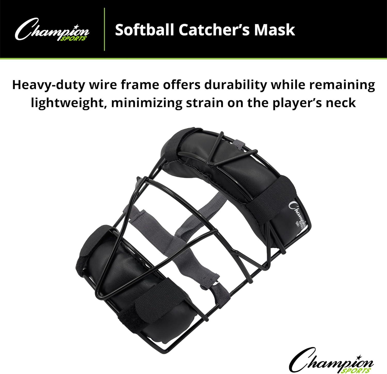 image:imageChampion Sports Softball Catchers Mask Lightweight with Durable Wire Frame Adjustable Harness Catchers Mask Comfortable Fit