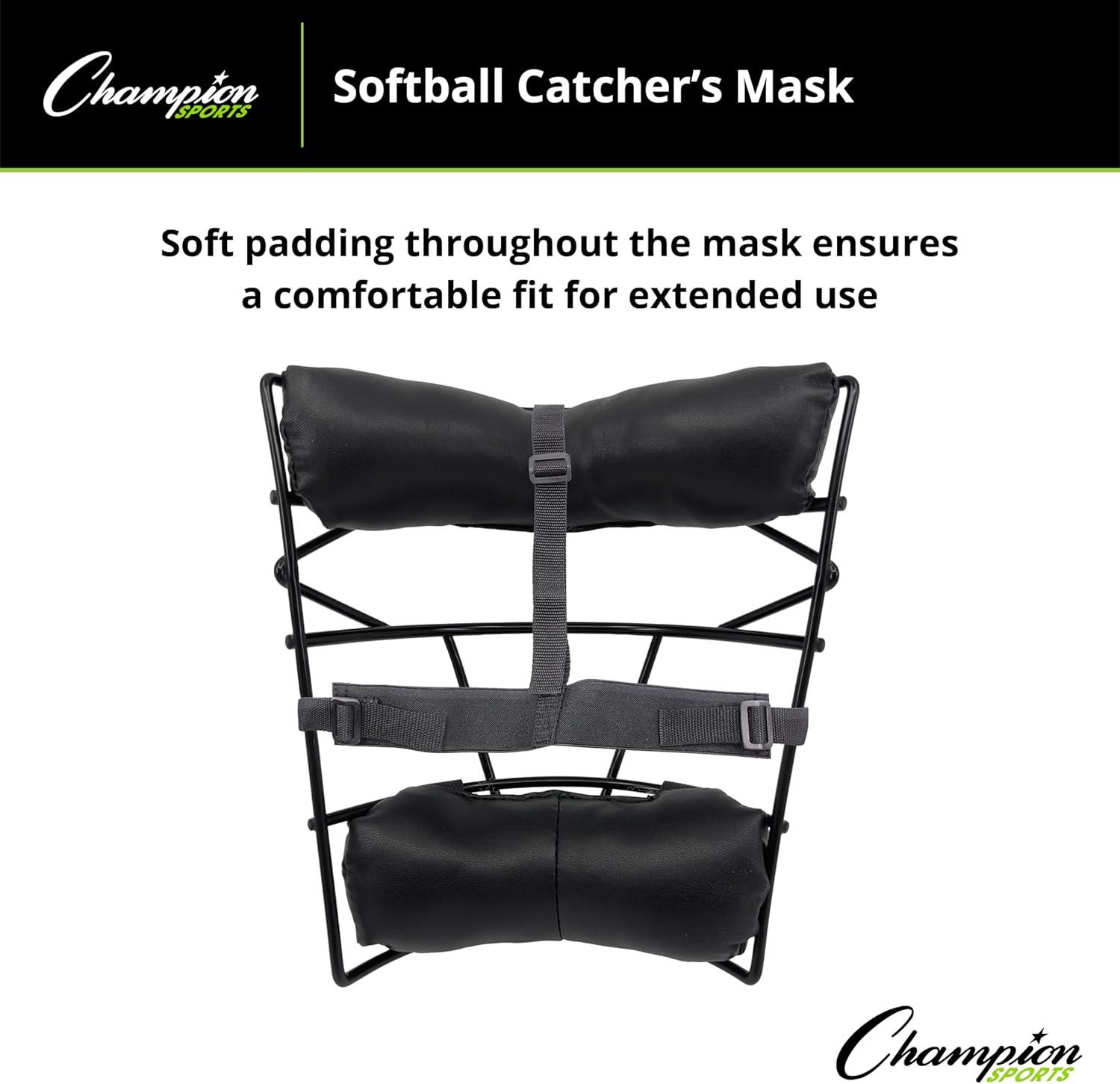 image:imageChampion Sports Softball Catchers Mask Lightweight with Durable Wire Frame Adjustable Harness Catchers Mask Comfortable Fit