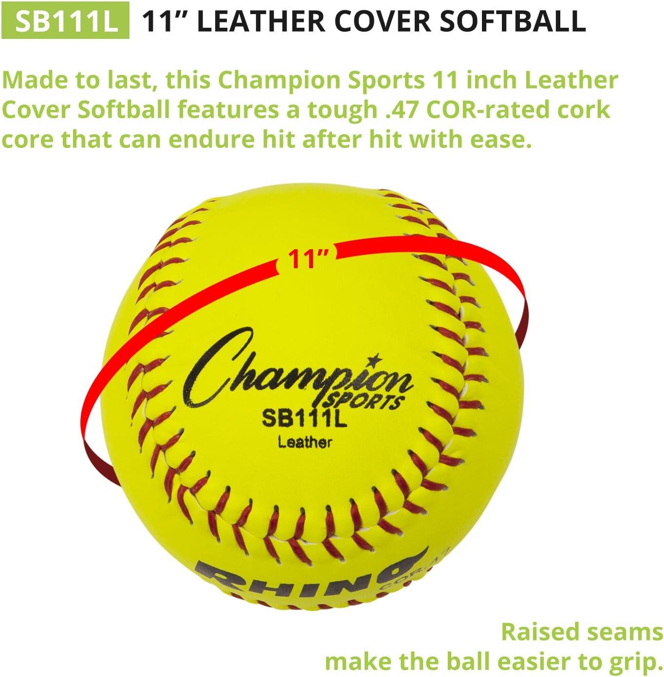 image:imageChampion Sports Softballs  Leather amp Synthetic Softballs for Practice or Game Play Multiple Sizes Cores amp Styles NFHS Approved amp Training Sets AvailableLeather Cork Core Pack of 12