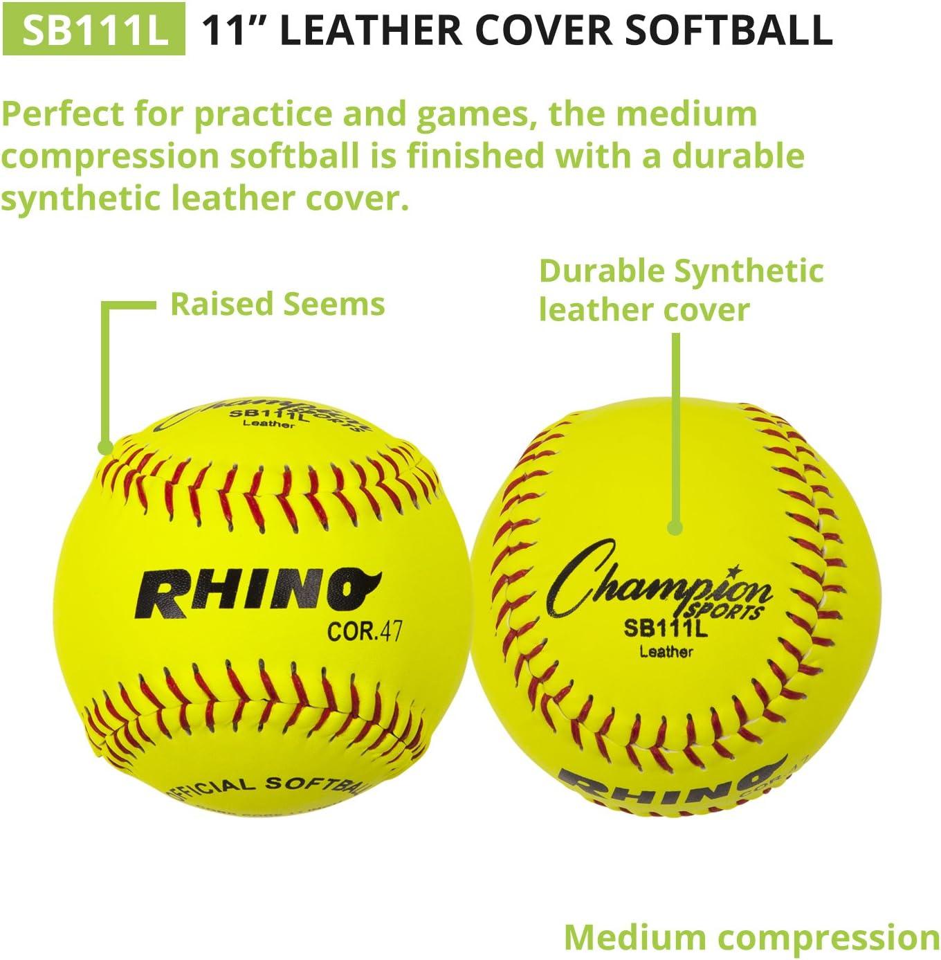 image:imageChampion Sports Softballs  Leather amp Synthetic Softballs for Practice or Game Play Multiple Sizes Cores amp Styles NFHS Approved amp Training Sets AvailableLeather Cork Core Pack of 12