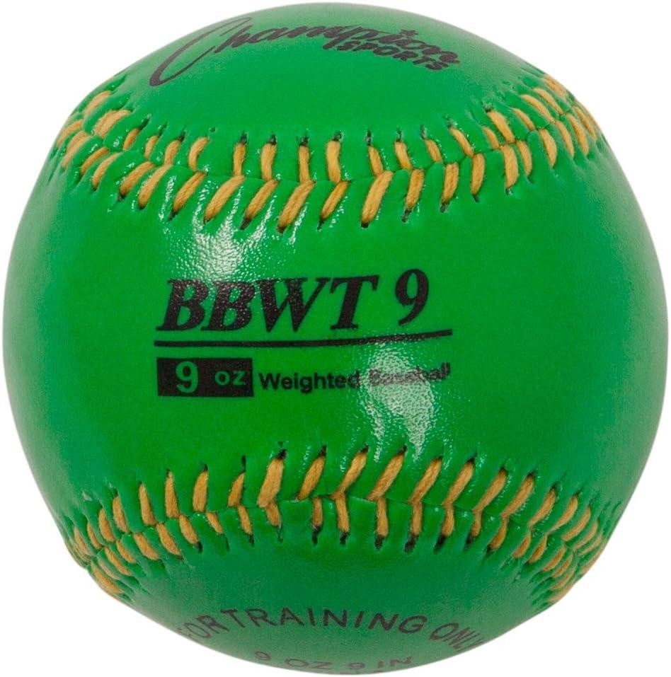 image:imageChampion Sports Weighted Training Baseball Set Rubber Cork Core Leather Cover Set of 4 Balls Graduated Weights 9 to 12 oz 9 Inch Diameter