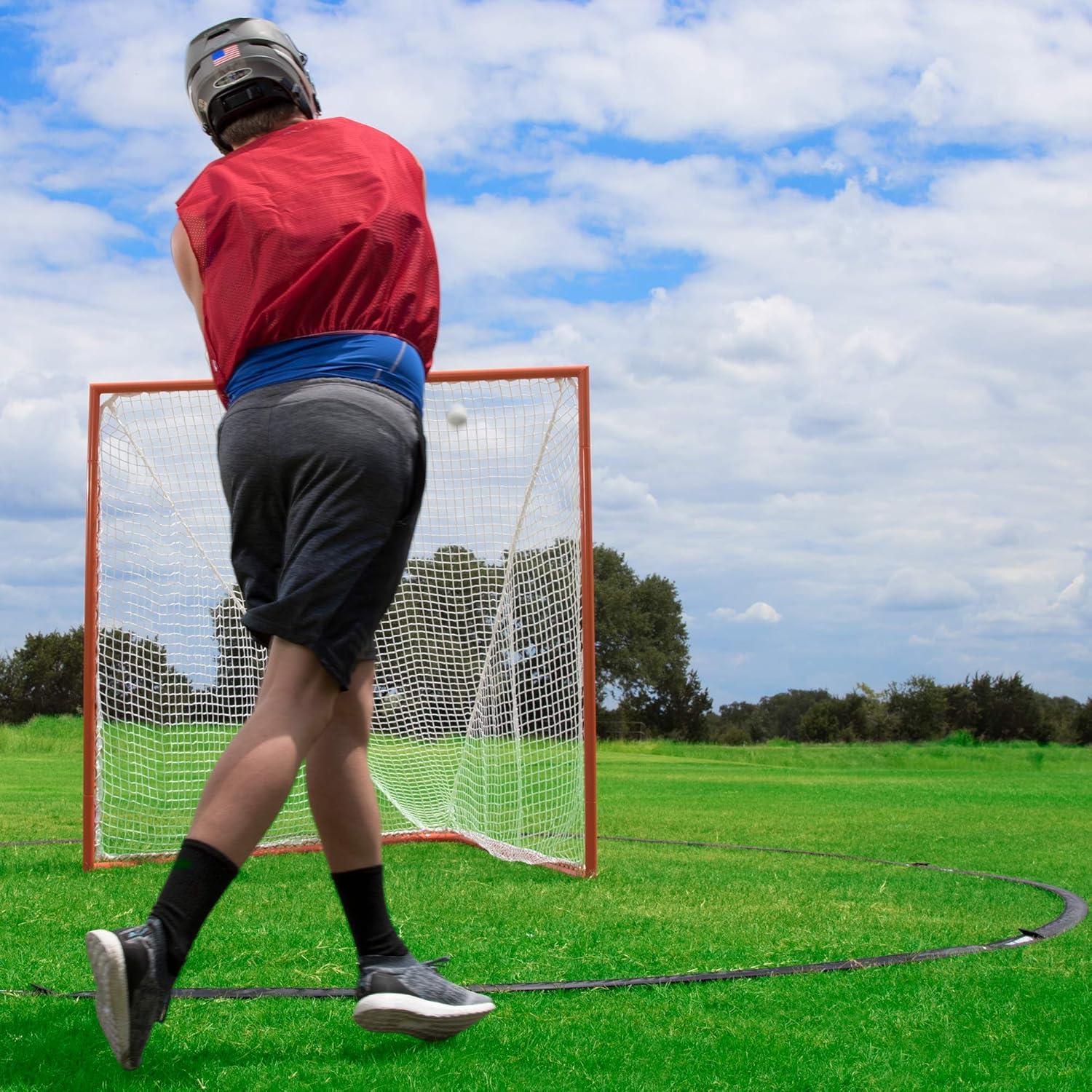image:imageChampion Sports Womens Lacrosse Crease Rhino Flex Portable Lacrosse Goal Crease 17 Diameter All Weather Crease with Weights Stakes and Carry BagMens 18 Foot Diameter Black