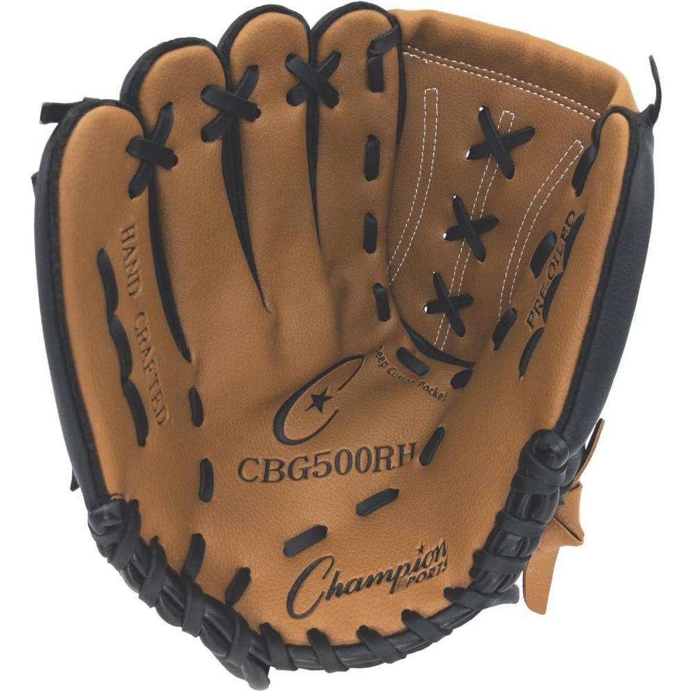 image:imageChampion Sports Catchers Mitt Synthetic Leather Deep Pocket and Scoop Toe Design Adjustable Wrist Strap Closure Youth Size 32 Regular Fit