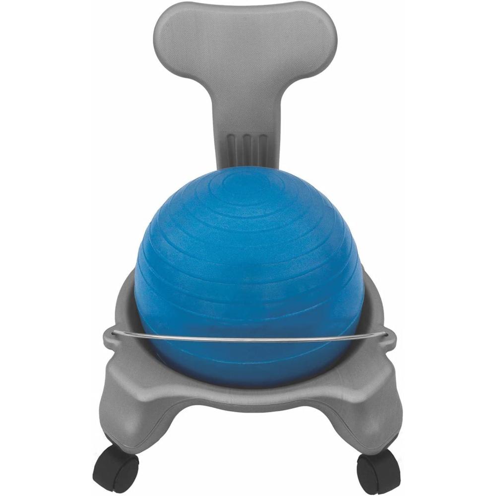 image:imageChampion Sports Exercise Ball Chair with Included Hand Air Pump FitPro Balance Ball Chair with Wheels and Back Support Multiple StylesYouth Chair Gray Blue