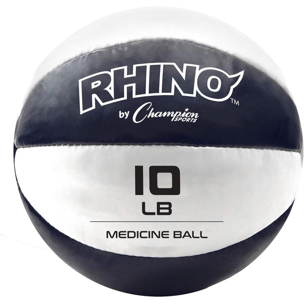 image:imageChampion Sports Exercise Medicine Balls Leather with NoSlip Grip  Weight Training Stability Plyometrics Cross Training Core Strength  Multiple WeightsNavy 910 lbs