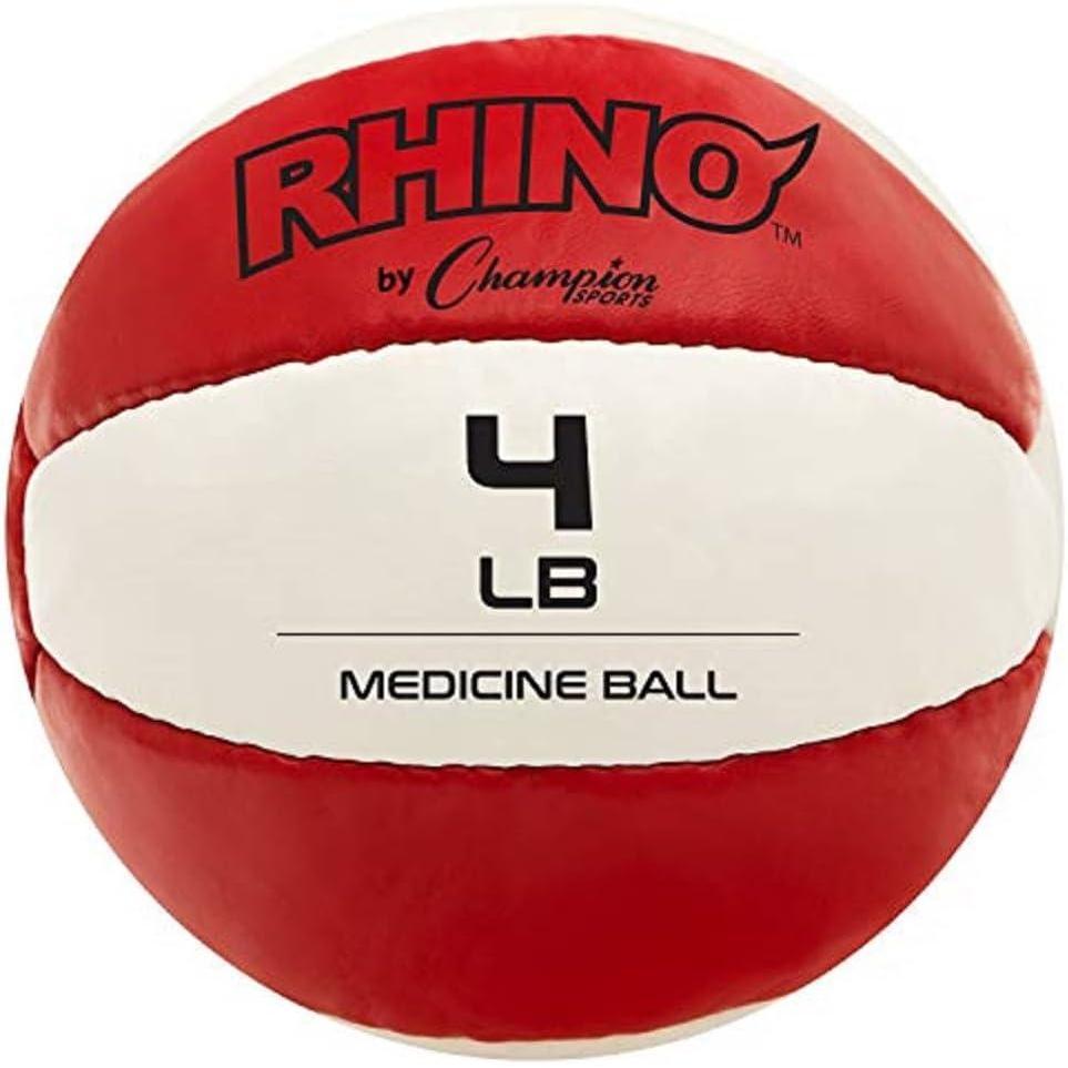image:imageChampion Sports Exercise Medicine Balls Leather with NoSlip Grip Weight Training Stability Plyometrics Cross Training Core Strength Multiple WeightsRed 45 lbs