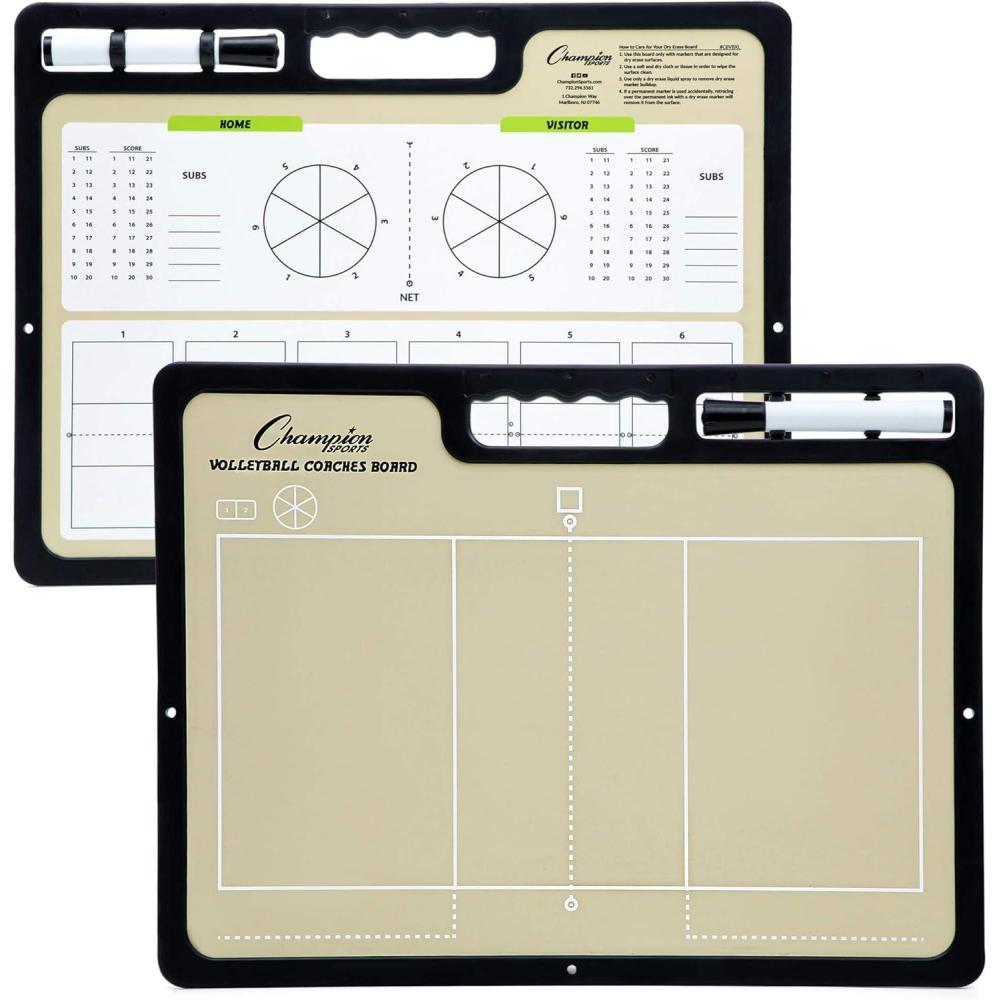 image:imageChampion Sports Large amp XL Dry Erase Board For Coaching Whiteboards for Strategizing Techniques Plays 2Sided Boards with Front Side Full Field Backside Half Field and LineupVolleyball