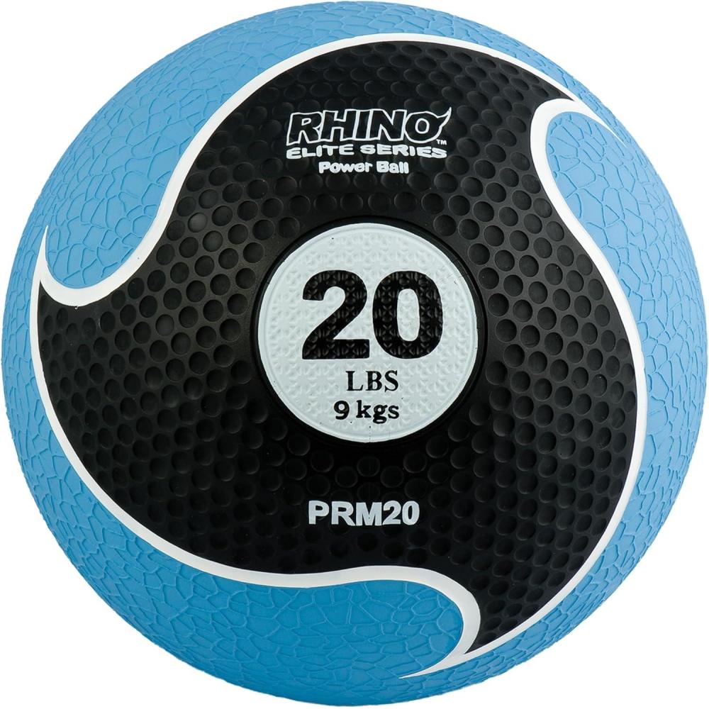 image:imageChampion Sports Rhino Elite Medicine Ball Textured Surface Superior Grip Hollow Synthetic Rubber for Consistent Bounce amp Durability Multiple Weights amp Colors Optional Rebounder Sold Separately20 Pounds Blue