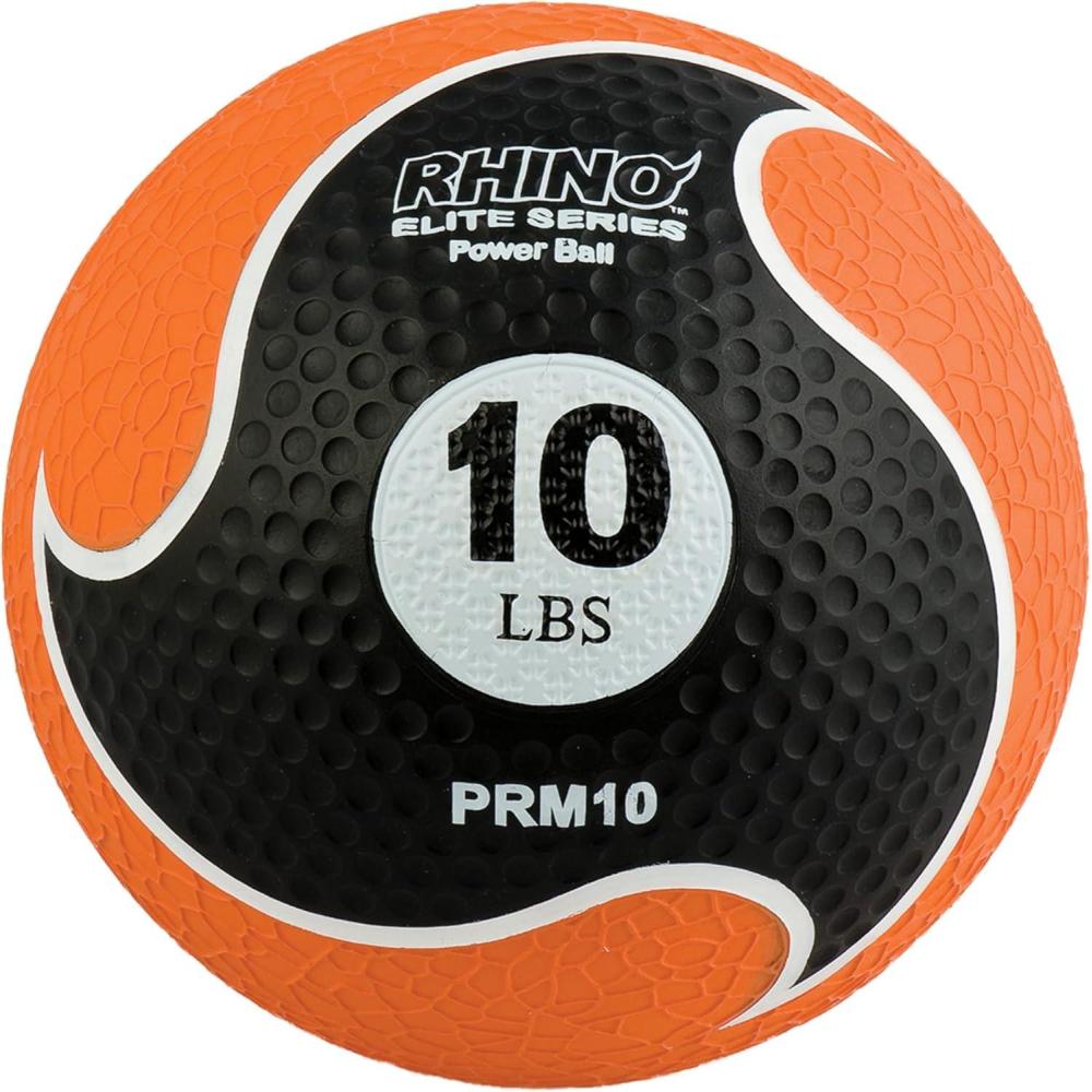 image:imageChampion Sports Rhino Elite Medicine Ball Textured Surface Superior Grip Hollow Synthetic Rubber for Consistent Bounce amp Durability Multiple Weights amp Colors Optional Rebounder Sold Separately10 Pounds Orange