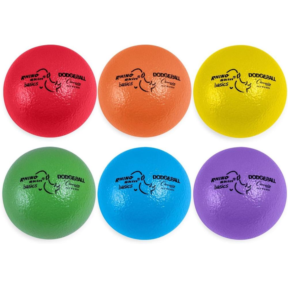 image:imageChampion Sports Rhino Skin Dodgeball Set  6 Soft Foam Dodgeballs with TearResistant Coating Grip Surface Low Bounce Mesh Bag Indoor amp Outdoor Playground or PE Class Ball Set  6 or 76 Set of 6