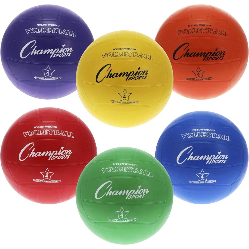 image:imageChampion Sports Rubber Volleyballs Official Size Durable for Indoor amp Outdoor Use Premium Equipment for Beginners and Competitive Play White amp Assorted amp Colors AvailableAssorted Colors 6 Ball Set