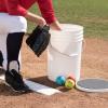 Champion Sports 6 Gallon Bucket with Padded Soft Seat Lid – Durable Construction – Balls Not Included – Ideal for Baseball, Softball, T-Ball, Practice Balls, and Lacrosse – White
