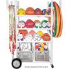 Champion Sports Ball Storage Cart, White, 62 InchL X 18.5 Inch W X 67 InchH(53″L x 19″W x 59″H)