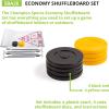 Champion Sports Economy Shuffleboard Set: Indoor Outdoor Game – 8 Pucks 4 Cue Sticks & Plastic Court, 30 x 180″