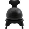 Champion Sports Exercise Ball Chair: FitPro Balance Ball Chair with Wheels and Back Support for Home or Office Use – Includes Hand Pump – Black