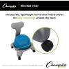 Champion Sports Exercise Ball Chair with Included Hand Air Pump: FitPro Balance Ball Chair with Wheels and Back Support – Multiple Styles(Youth Chair (Gray & Blue))