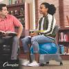 Champion Sports Exercise Ball Chair with Included Hand Air Pump: FitPro Balance Ball Chair with Wheels and Back Support – Multiple Styles(Youth Chair (Gray & Blue))