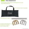 Champion Sports Horseshoe Set: Traditional Outdoor Lawn Game includes Four Professional Solid Steel Horseshoes with Solid Steel Stakes & Carrying Storage Case(Deluxe Set)