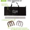 Champion Sports Horseshoe Set: Traditional Outdoor Lawn Game includes Four Professional Solid Steel Horseshoes with Solid Steel Stakes & Carrying Storage Case(Classic Set)