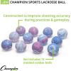 Champion Sports Lacrosse Balls – Official Size & Weight, NCAA & NFHS Approved, SEI Certified – Pro, College & Youth Game & Practice Use – Multi-Color, Packs of 3, 6 & 12(Cosmic Swirl)