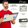 Champion Sports Large & XL Dry Erase Board For Coaching – Whiteboards for Strategizing, Techniques, Plays – 2-Sided Boards with Front Side Full Field – Backside Half Field and Lineup(Basketball)
