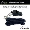 Champion Sports Plastic Whistle with Lanyard – 12 Pack