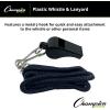 Champion Sports Plastic Whistle with Lanyard – 12 Pack
