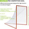 Champion Sports Pro & Collegiate Lacrosse Goal 6×6 ft Steel Frame for Men’s & Women’s Lacrosse, Training & Game Play(6′ x 6′ Competition (White/Orange))