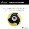 Champion Sports Rhino Elite Medicine Ball – Textured Surface, Superior Grip, Hollow Synthetic Rubber for Consistent Bounce & Durability, Multiple Weights & Colors – Optional Rebounder Sold Separately(15 Pounds – Yellow)