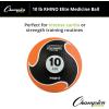 Champion Sports Rhino Elite Medicine Ball – Textured Surface, Superior Grip, Hollow Synthetic Rubber for Consistent Bounce & Durability, Multiple Weights & Colors – Optional Rebounder Sold Separately(10 Pounds – Orange)