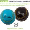 Champion Sports Weighted Training Baseball Set – Rubber Cork Core – Leather Cover – Set of 4 Balls – Graduated Weights – 9 to 12 oz – 9 Inch Diameter