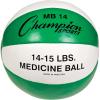 Champion Sports Exercise Medicine Balls, Leather with No-Slip Grip – Weight Training, Stability, Plyometrics, Cross Training, Core Strength – Multiple Weights(Green (14-15 lbs))