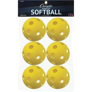 Champion Sports 12″ Hollow Plastic Softball Set – Practice Softballs – Regulation Size Balls – Fun for All Ages – Lightweight/Durable – Multiple Pack Sizes and Colors(Pack of 6 Hollow Plastic Softballs (Yellow))