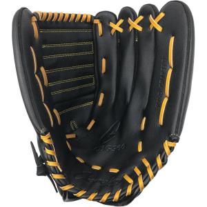 Champion Sports 14″ Physical Ed. Glove – Soft Leather Front and Nylon Mesh Back for Comfort Grip | Adjustable Strap with Velcro® Closure | Closed Web | Age: H.S.-Adult | Left-Handed Glove,Black
