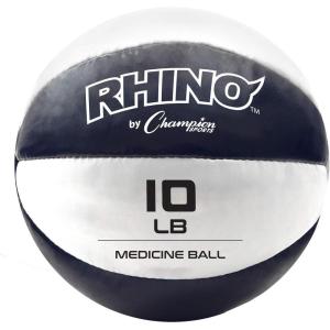 Champion Sports Exercise Medicine Balls, Leather with No-Slip Grip – Weight Training, Stability, Plyometrics, Cross Training, Core Strength – Multiple Weights(Navy (9-10 lbs))
