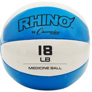 Champion Sports Exercise Medicine Balls, Leather with No-Slip Grip – Weight Training, Stability, Plyometrics, Cross Training, Core Strength – Multiple Weights(Teal (17-18 lbs))